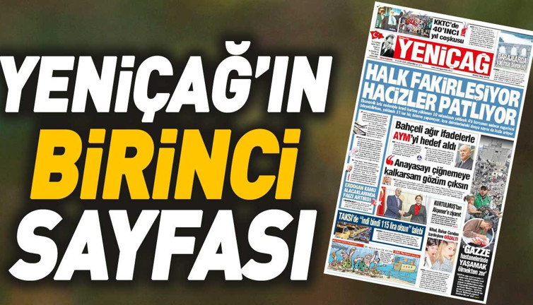 Yeniçağ Gazetesi'nin 1. sayfası (15 Kasım 2023)