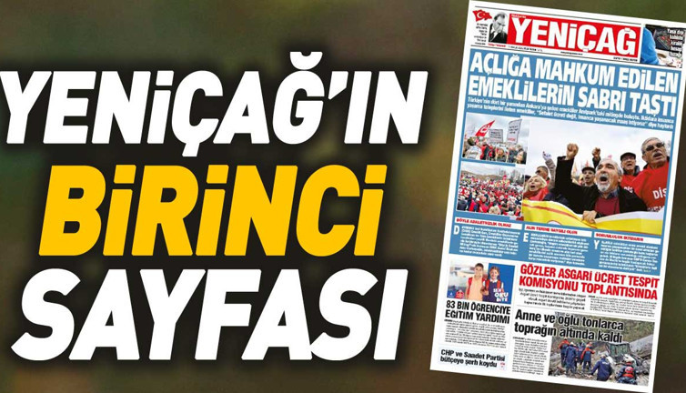Yeniçağ Gazetesi'nin birinci sayfası (11 Aralık 2023)