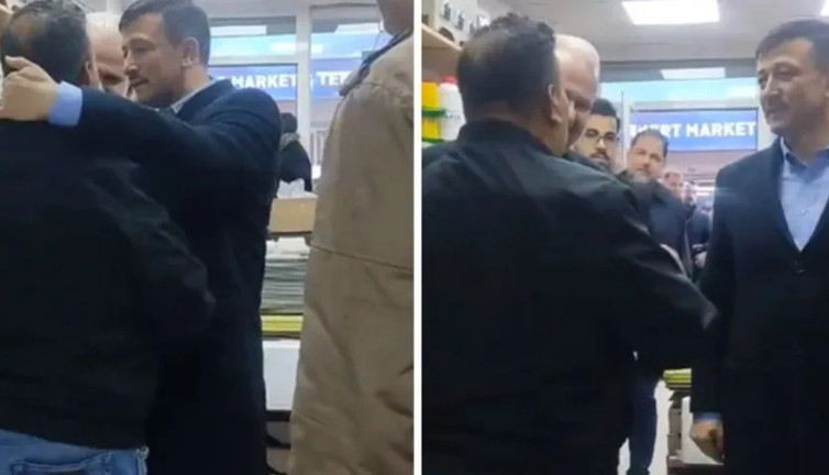AKP’li Hamza Dağ, o sözleri duyunca dükkandan ayrıldı. Esnaf ziyaretinde BTP’nin adayıyla karşılaştı