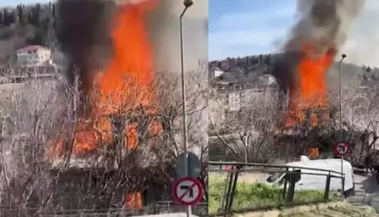 Tek katlı ahşap bina alev alev yandı. Göçmenleri komşuları kurtardı