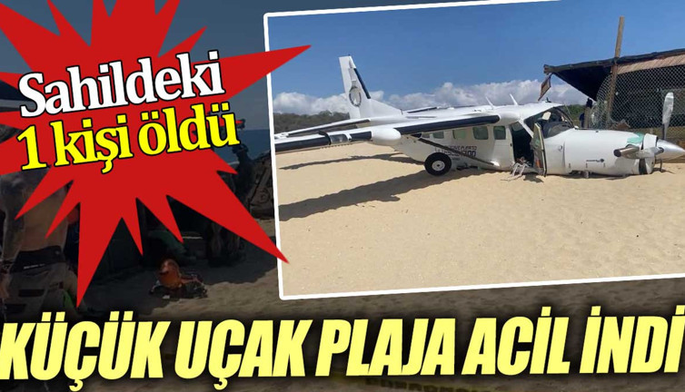 Küçük uçak plaja acil indi. Sahildeki 1 kişi öldü
