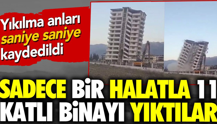 Sadece bir halatla 11 katlı binayı yıktılar. Yıkılma anları saniye saniye kaydedildi