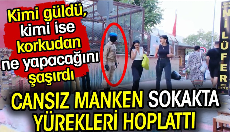 Cansız manken sokakta yürekleri hoplattı! Kimi güldü, kimi ise korkudan ne yapacağını şaşırdı