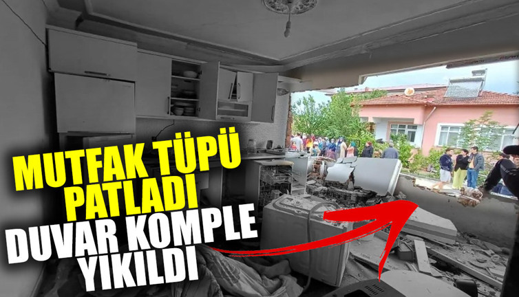 Mutfak tüpü patladı duvar komple yıkıldı