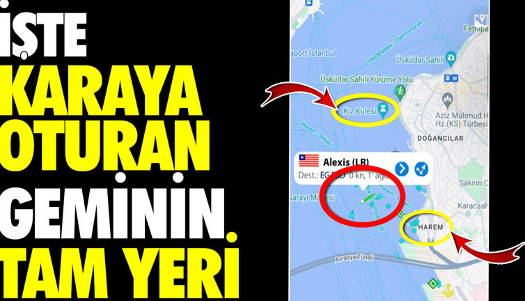 Karaya oturan geminin tam yeri