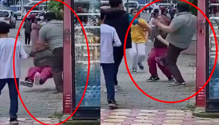 Büfesinin yanında bekleyen çocuğu tekme tokat dövdü!