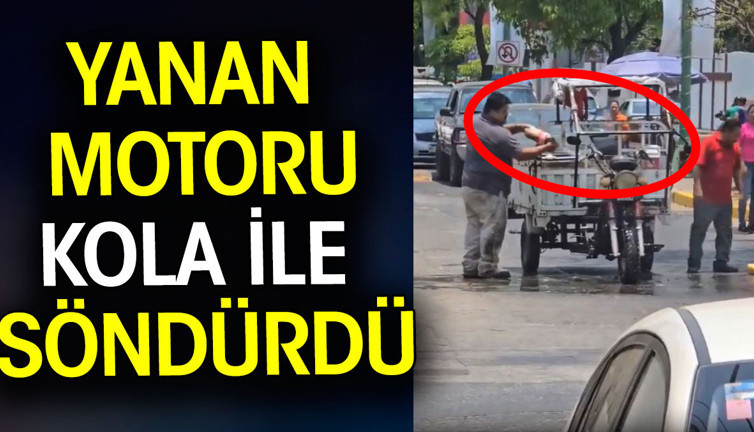 Yanan motor kola ile söndürüldü