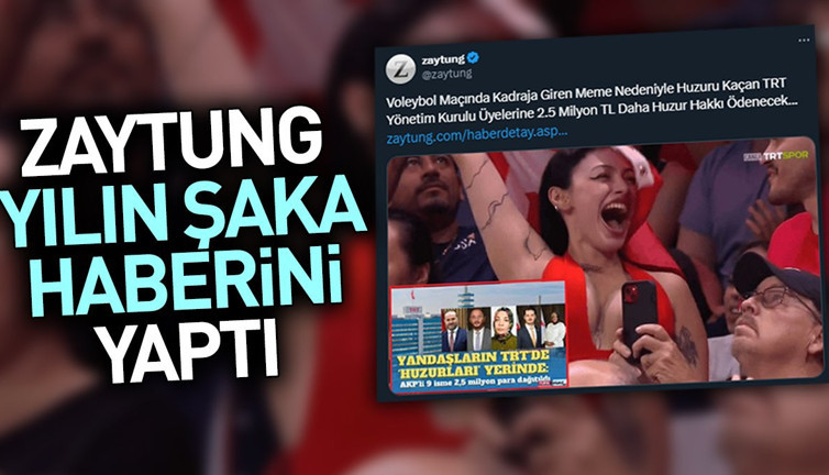 Zaytung yılın şaka haberini yaptı: Türk kızının sevincinden huzursuz olan TRT'dekilere huzur hakkı ödenecek
