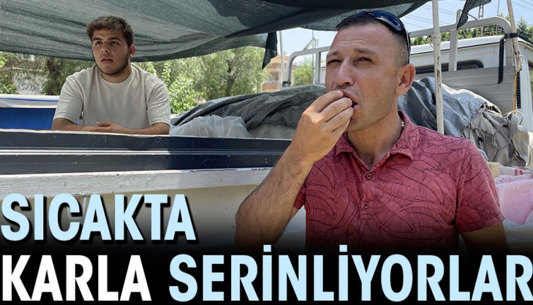 Sıcakta karla serinliyorlar