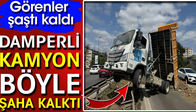 Damperli kamyon böyle şaha kalktı! Görenler şaştı kaldı