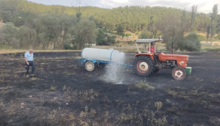 Kitahya'da mangal ateşi araziyi kül etti