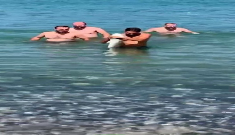 Sakarya’da eliyle 6 kiloluk levrek yakaladı