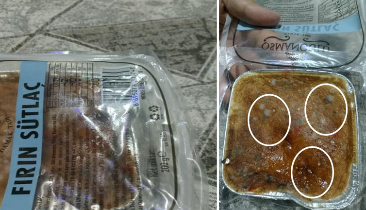 Ünlü market zincirinden aldığı sütlaç küflü çıktı