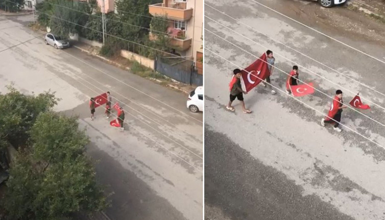 Dört çocuk bayrak açıp, sokaklarda 'Şehit' türküsü söyledi. Cumhuriyet'in bekçileri yollarda...