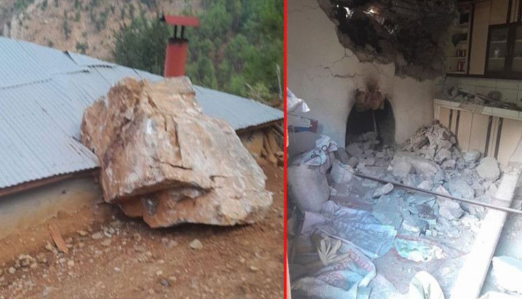 Dağdan düştü evi bu hale getirdi. Tonlarca ağırlıkta