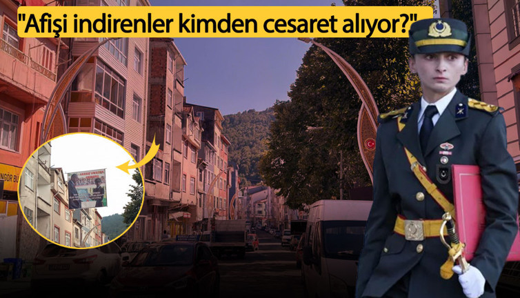 Kara Harp Okulu Birincisi Teğmen Ebru Eroğlu için asılan pankart kaldırıldı!