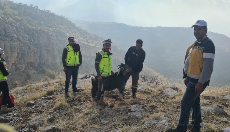 Uçurumda mahsur kalan keçi 2 saatte kurtarıldı