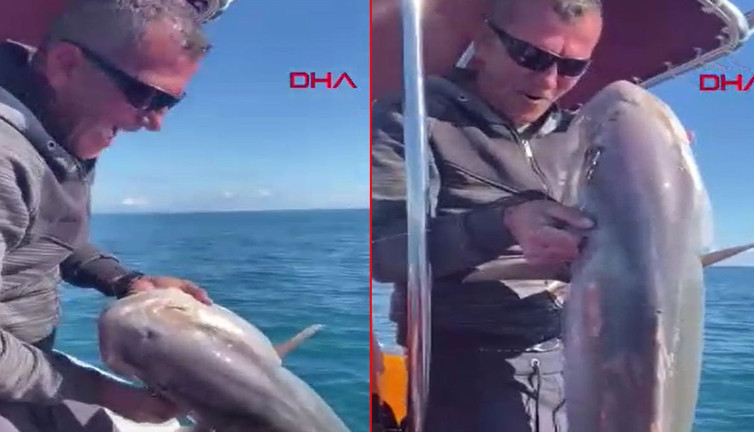 Oltayla 24 kiloluk kuzu balığı yakaladı