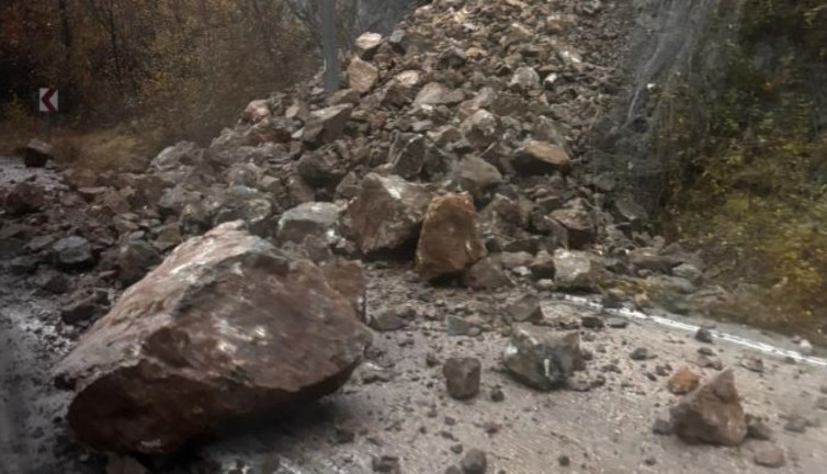 Şiddetli yağış heyelana neden oldu