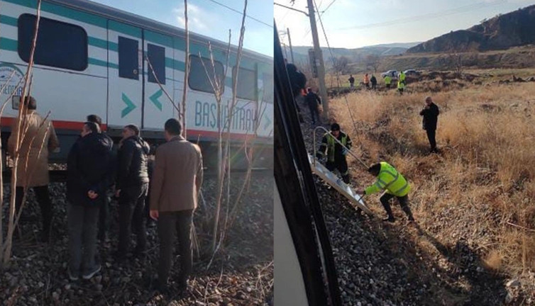 Ankara’da tren kazası! Tren raylara düşen kayaya çarptı! Makinistin dikkati faciayı önledi