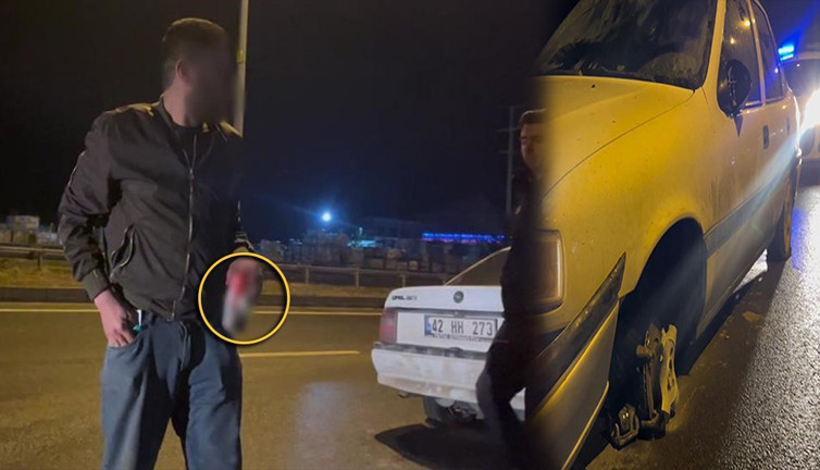 Aksaray’da alkollü sürücü, elindeki içkiyi bırakmamak için polise direndi
