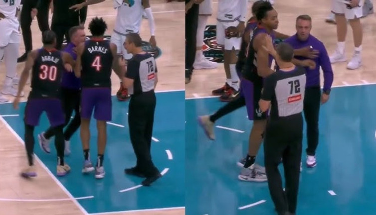 NBA'de sinirler gerildi: Raptors Koçu Darko Rajaković sahaya girdi