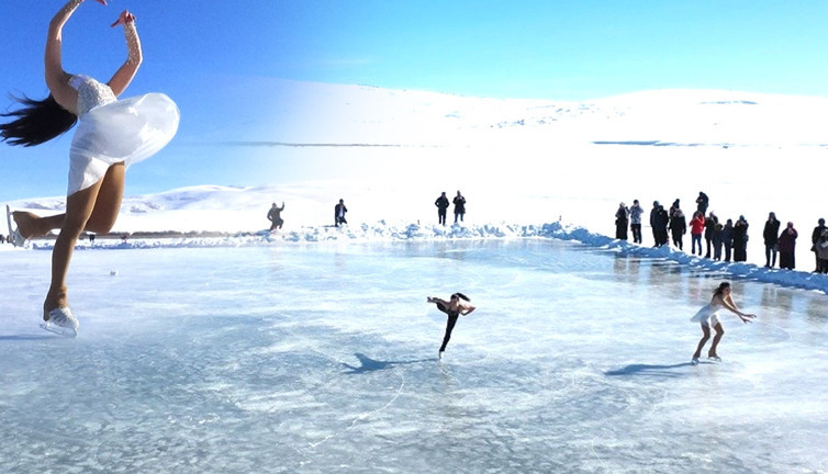 Mili patencilerden nefes kesen gösteri: Buz tutan Çıldır Gölü'nü ısıttılar