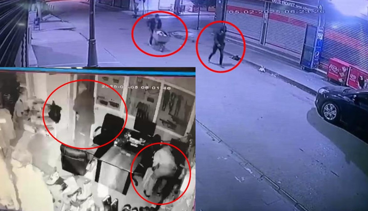 Çaldıkları malzemeleri el arabasıyla götürdüler! 120 bin liralık hırsızlık anbean görüntülendi