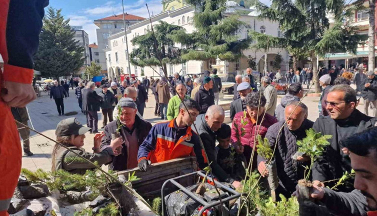 Vatandaşlara ücretsiz meyve fidanı dağıtıldı