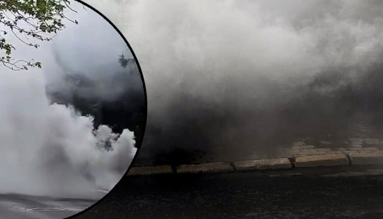 Tedirgin eden görüntü... Yeraltından dumanlar yükseldi