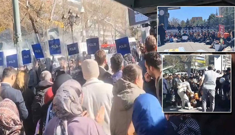 MEB önünde eylem yapan öğretmenlere polis müdahalesi!