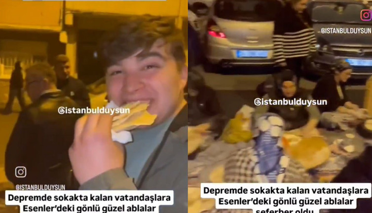 İstanbul'da soğuk deprem gecesinde sıcacık dayanışma! Kadınlar sokakta gözleme yapıp dağıttı