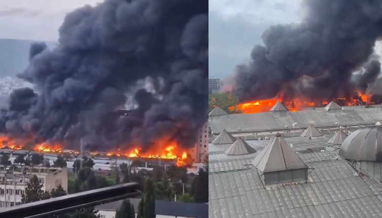 Tiflis’te pazarda dev yangın! Alevler 15 bin metrekarelik alanı yuttu
