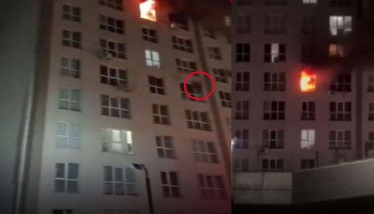 Dehşete düşüren görüntü! Yangın sırasında 8. kattan atladı