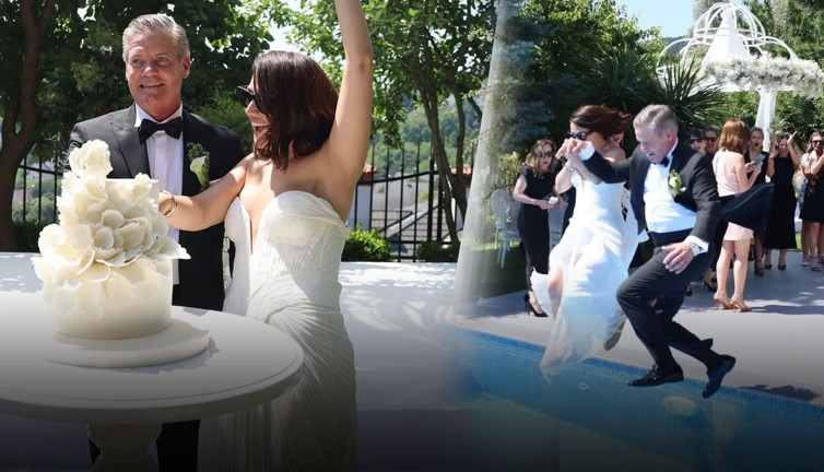 Ünlü modacı ikinci kez gelin oldu! Nikahtan sonra havuza atladı