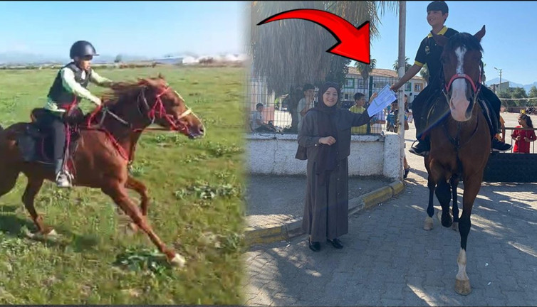 Atla karne almaya geldi: 6. sınıf öğrencisi Çınar’ı görenler şaşkına döndü! Babasının karne hediyesi...