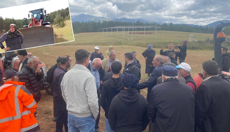 Altın madeni protestosu! Köylüler iş makinalarını önünde eylem yaptı