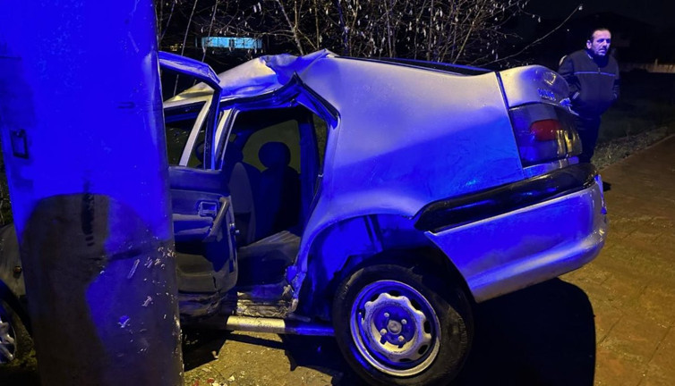 Direğe çarpan otomobildeki 4 kişi yaralandı