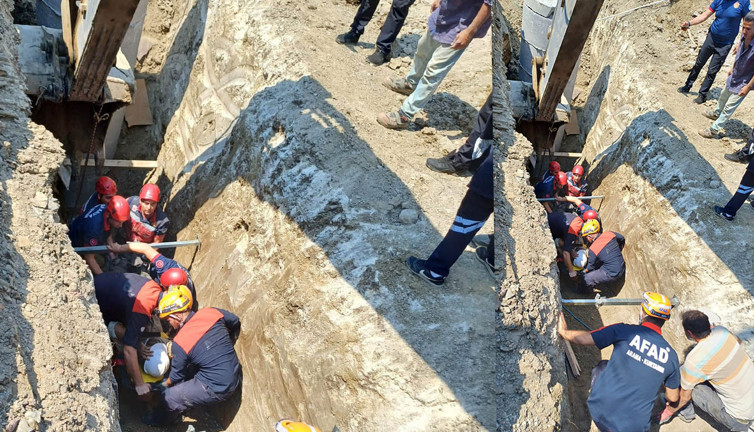 Kanalizasyon çalışmasında göçük! Ekipler kurtarmak için seferber oldu