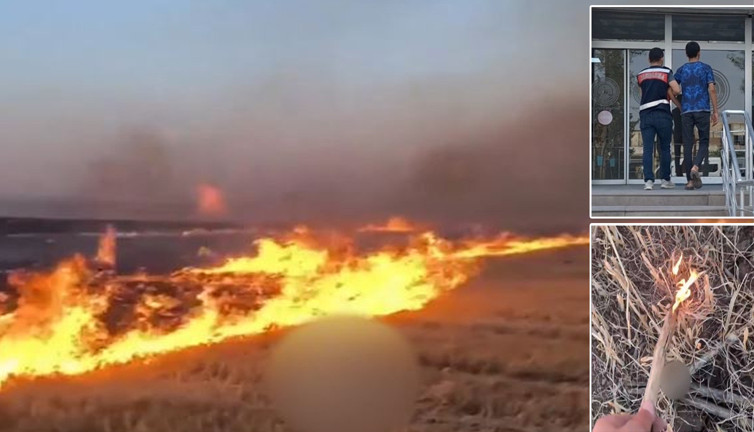 Tarlayı çubukla Yaktı! Paylaşımı kendini ele verdi