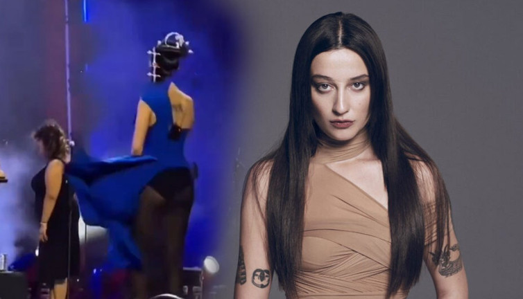 Rüzgar ünlü şarkıcıyı zor durumda bıraktı! Bir anda eteği açıldı