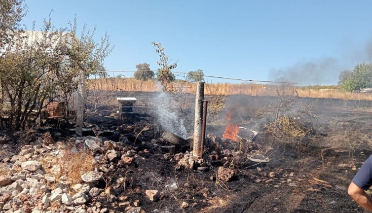 Tarlada başlayan yangın rüzgarın etkisiyle seraya sıçradı