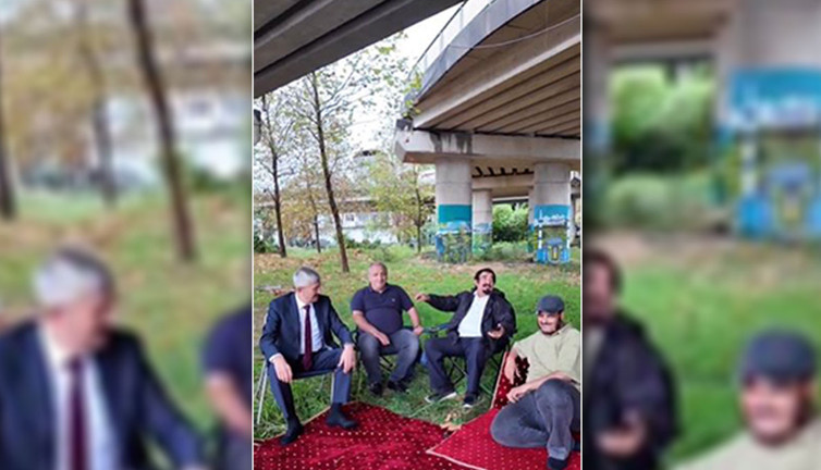 Kuveytliler Araklı’yı işgal etti! Viyadük altında halı serip keyif çattılar! Vatandaşlar tepki gösterdi