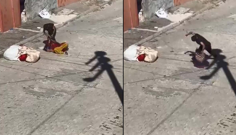 Eşini eşarpla boğmaya çalıştı! Sokak ortasında şiddet