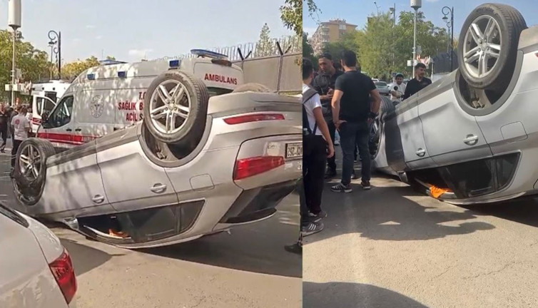 Sürücü firarda! Ters dönen otomobilin sırrı