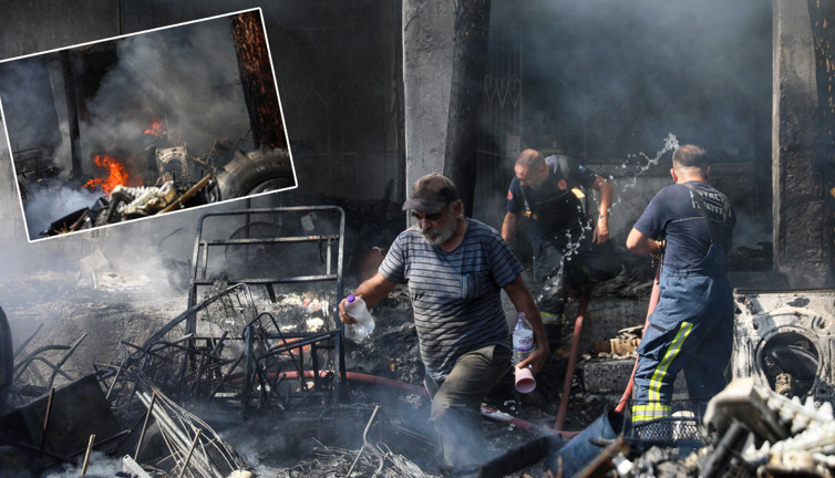 Yangında her şeyi kaybetti! İtfaiye erlerine su taşıdı
