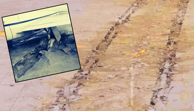 53 yolcusu bulunan uçak pistten çıkarak betona saplandı