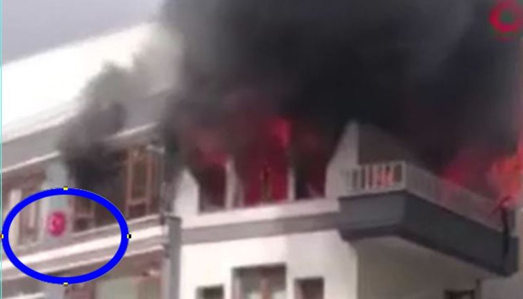 Türk bayraklı dairede esrarengiz yangın