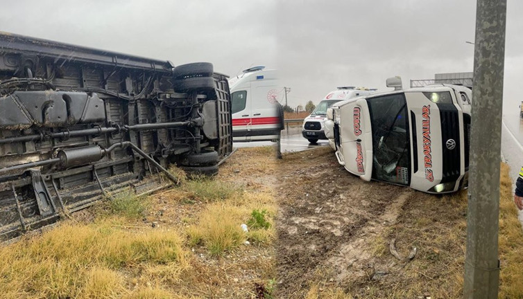Babaeski'de korkunç kaza! Yolcu minibüsü refüje devrildi: 7 yaralı var