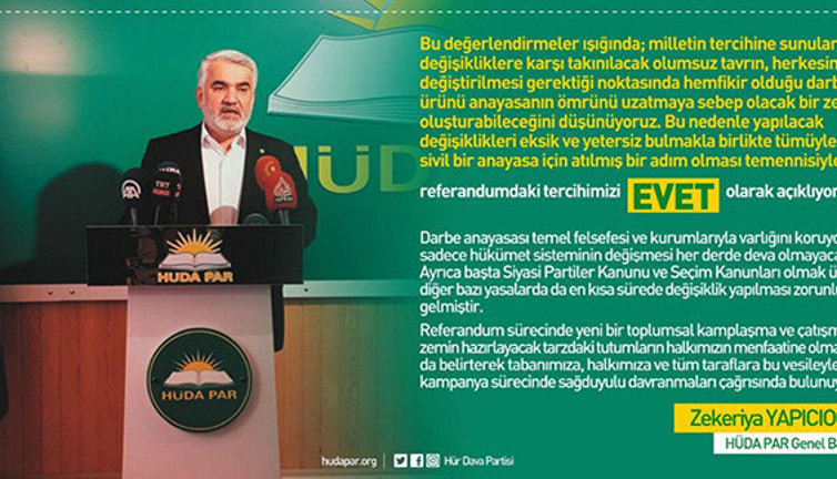 Hüda-Par referandumda 'evet' diyeceğini açıkladı